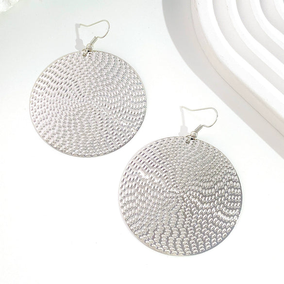 Alloy Geometric Retro Exaggerated Electroplated Round Earrings For Women