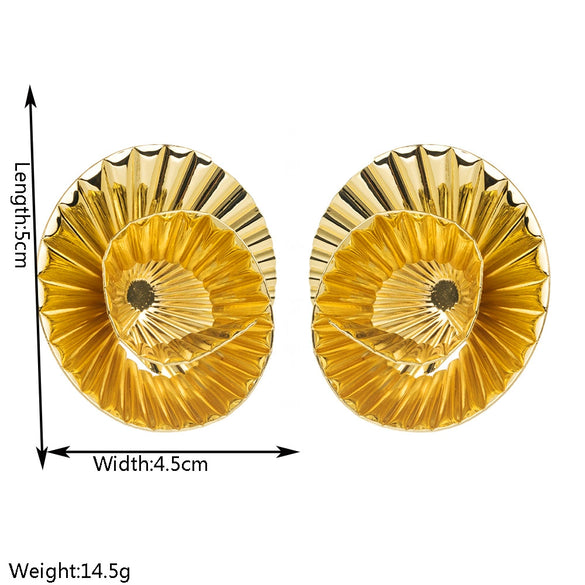 Alloy Geometric Retro Exaggerated Irregular Round Oval Stud Earrings Electroplated For Women