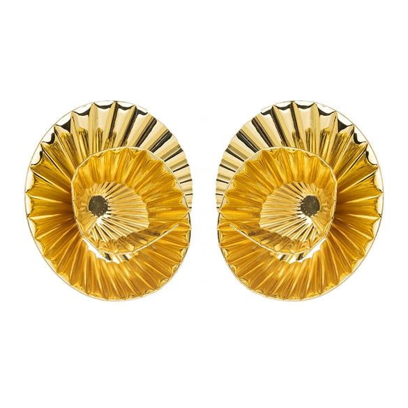 Alloy Geometric Retro Exaggerated Irregular Round Oval Stud Earrings Electroplated For Women