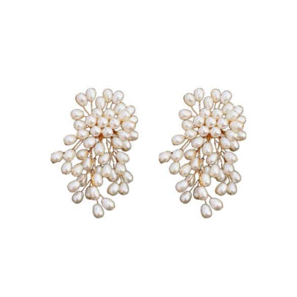 Alloy Geometric Retro Natural Pearl Tassel Earrings With Electroplating For Women
