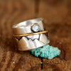 Alloy Geometric Retro Ring With Moonstone For Women