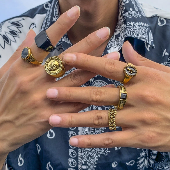 Alloy Geometric Retro Set Of Rings For Men With Electroplating