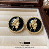 Alloy Geometric Round Earrings With Electroplating Treatment