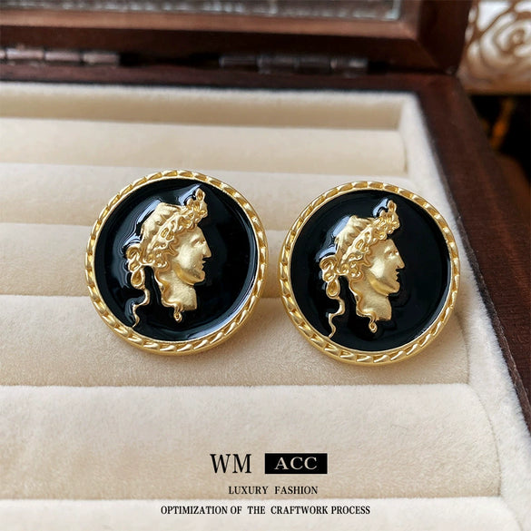 Alloy Geometric Round Earrings With Electroplating Treatment