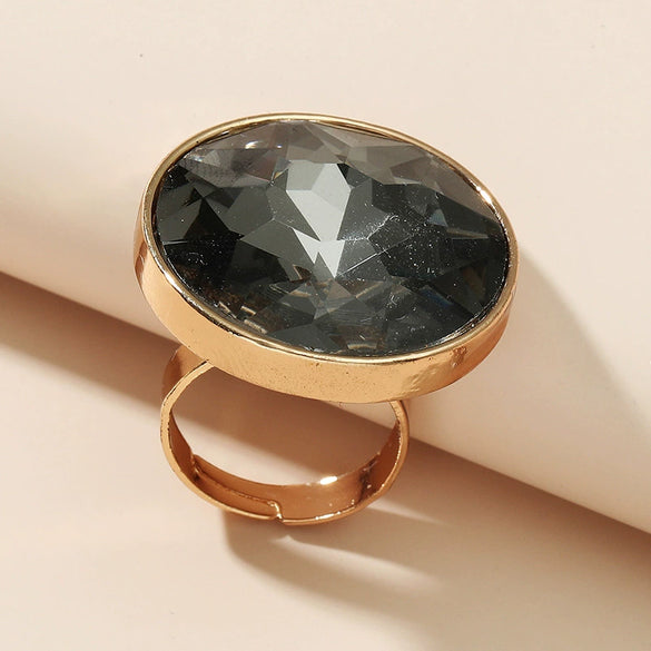 Alloy Geometric Round Opening Adjustable Women's Diamond Ring
