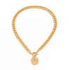 Alloy Geometric Round Pendant Women's Niche Hiphop Necklace With Electroplating And Cross Chain