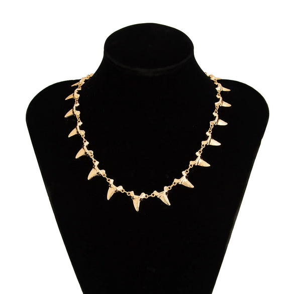 Alloy Geometric Shark Teeth Handmade Men's Necklace And Bracelet