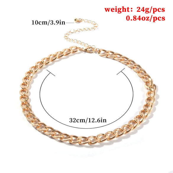 Alloy Geometric Short Thick Chain Necklace With Electroplating For Women