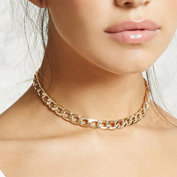 Alloy Geometric Short Thick Chain Necklace With Electroplating For Women