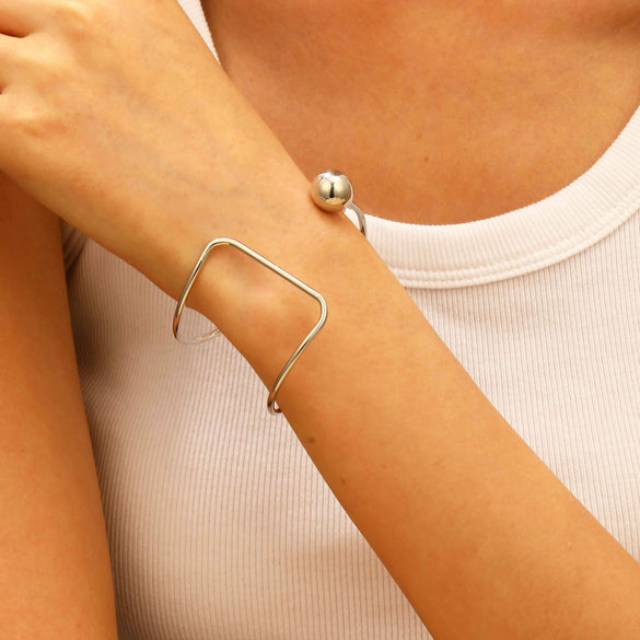 Alloy Geometric Simple Opening Bracelet Ring Jewelry With Electroplating