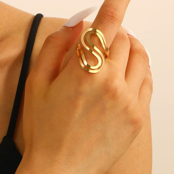 Alloy Geometric Simple Opening Bracelet Ring Jewelry With Electroplating