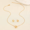 Alloy Geometric Simple Style Earrings And Necklace Set With Circle Pendant And Regular Chain Electroplated For Women