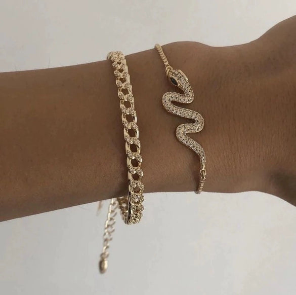 Alloy Geometric Snakeshaped Chain Bracelet For Women Retro Style
