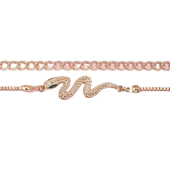 Alloy Geometric Snakeshaped Chain Bracelet For Women Retro Style