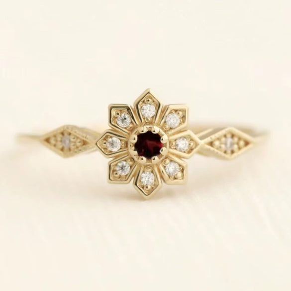 Alloy Geometric Snowflake And Sunflower Women's Ring With Electroplating Simple Fashion Ins Style