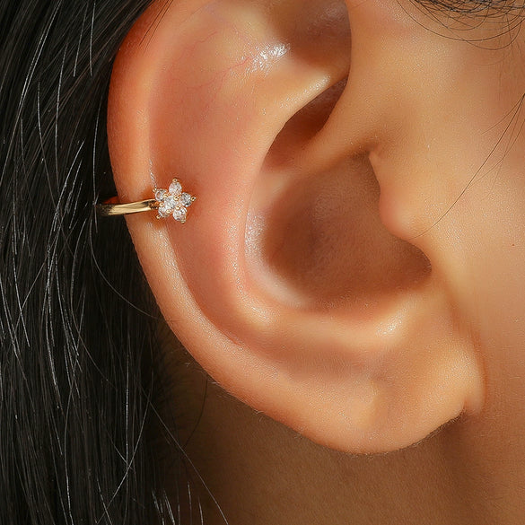 Alloy Geometric Snowflake Hollow Rhinestone Diamond Earrings For Women