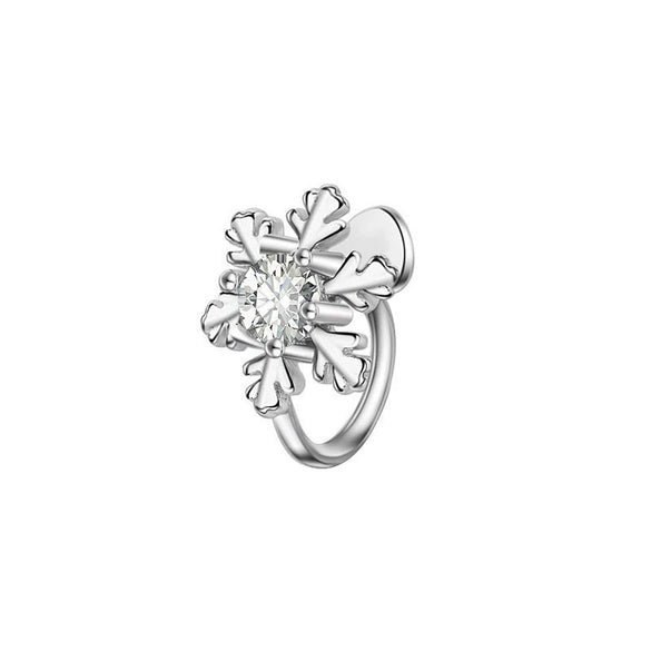 Alloy Geometric Snowflake Hollow Rhinestone Diamond Earrings For Women