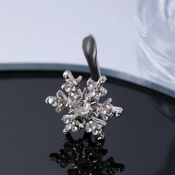 Alloy Geometric Snowflake Hollow Rhinestone Diamond Earrings For Women