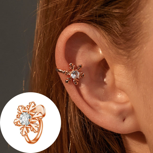 Alloy Geometric Snowflake Hollow Rhinestone Diamond Earrings For Women