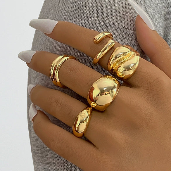 Alloy Geometric Spherical Opening Ring Electroplated