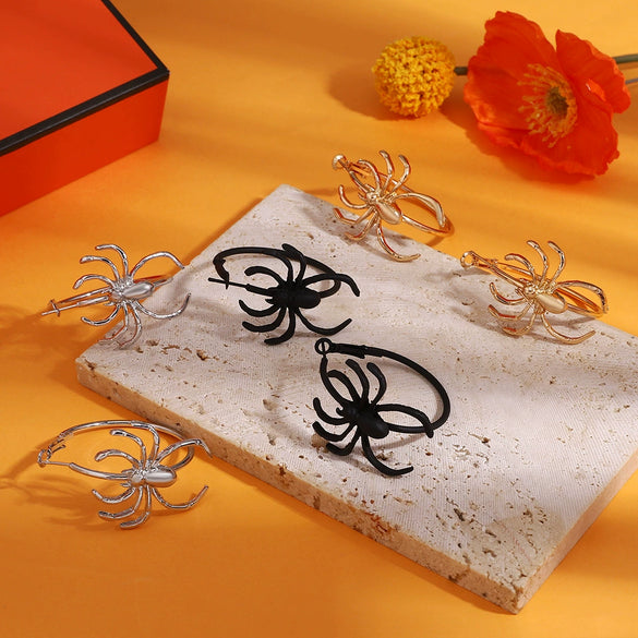Alloy Geometric Spider Earrings Electroplated For Women Retro Fashion Dark Funny