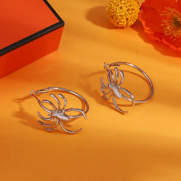 Alloy Geometric Spider Earrings Electroplated For Women Retro Fashion Dark Funny