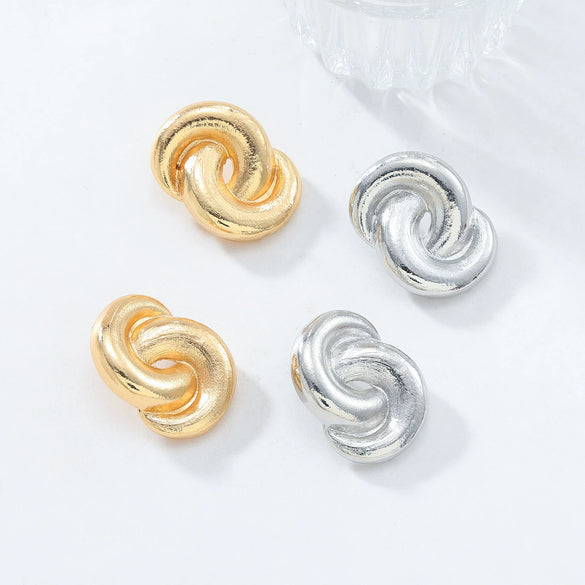 Alloy Geometric Spiral Twist Shape Electroplated Fashion Earrings For Women