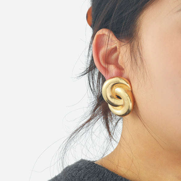 Alloy Geometric Spiral Twist Shape Electroplated Fashion Earrings For Women
