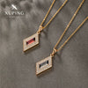 Alloy Geometric Square Casual Necklace Pendant Electroplated With 18K Gold And Microinlaid Zircon