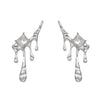 Alloy Geometric Square Diamond Dripping Wax Earrings Electroplating Women's Highend Cold Style