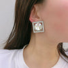 Alloy Geometric Square Diamond Earrings