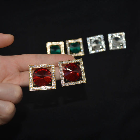 Alloy Geometric Square Diamond Earrings