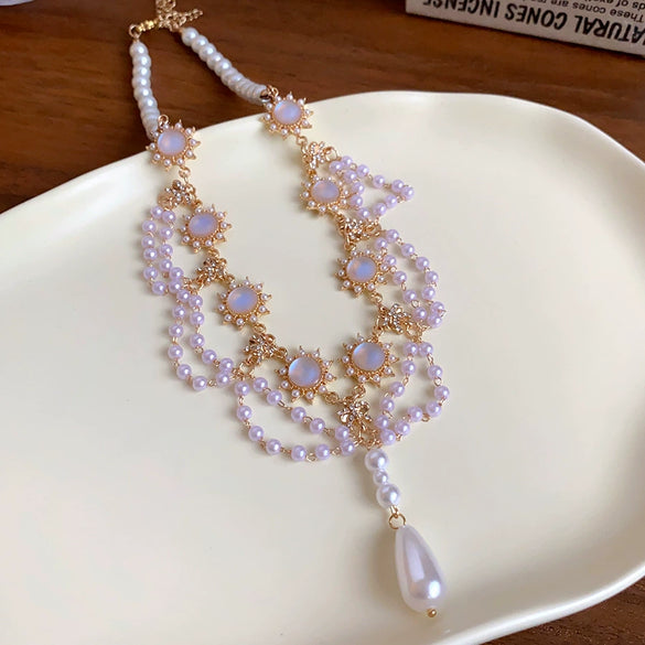 Alloy Geometric Square Diamondembedded Light Luxury Style Necklace For Women Electroplated