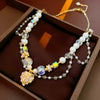 Alloy Geometric Square Diamondembedded Light Luxury Style Necklace For Women Electroplated