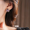 Alloy Geometric Square Earrings Set With Diamonds Sophisticated Style Women's