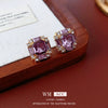 Alloy Geometric Square Earrings Set With Diamonds Sophisticated Style Women's