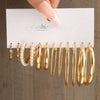 Alloy Geometric Square Earrings Set With Electroplating Simple Retro Pearl Style For Women