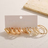Alloy Geometric Square Earrings Set With Electroplating Simple Retro Pearl Style For Women