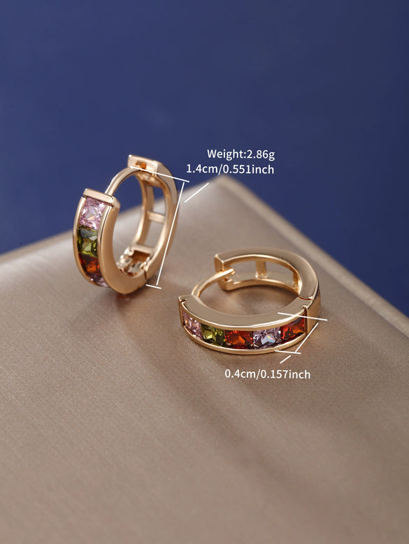 Alloy Geometric Square Zircon Electroplated Women's Earrings