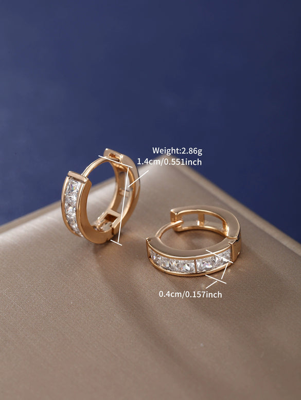 Alloy Geometric Square Zircon Electroplated Women's Earrings
