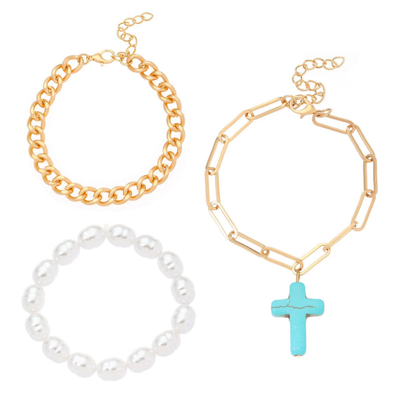 Alloy Geometric Star Shape Pendant Multi Layer Bracelet With Electroplating Unisex