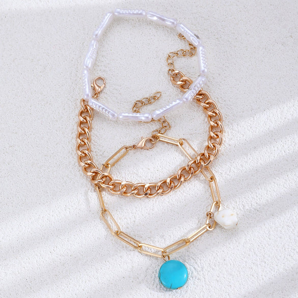 Alloy Geometric Star Shape Pendant Multi Layer Bracelet With Electroplating Unisex
