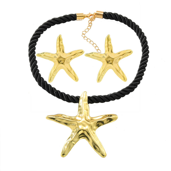 Alloy Geometric Starfish Ocean Wind Women's Necklace And Earrings With Electroplating