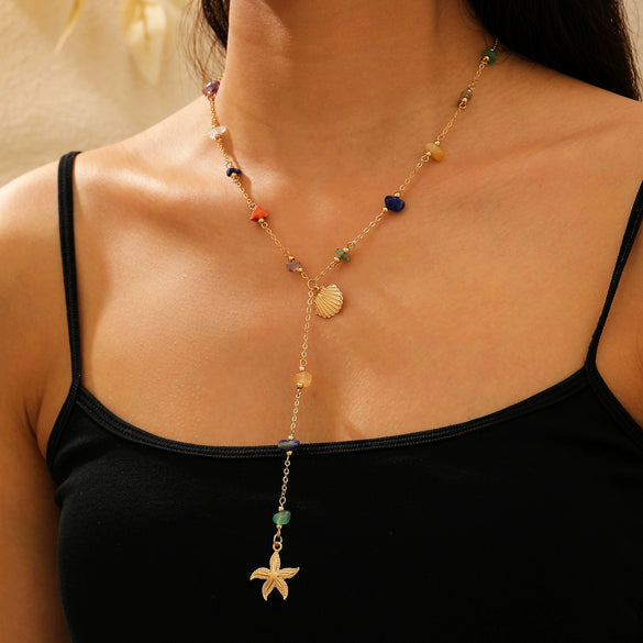 Alloy Geometric Starfish Women's Electroplated Dopamine Necklace