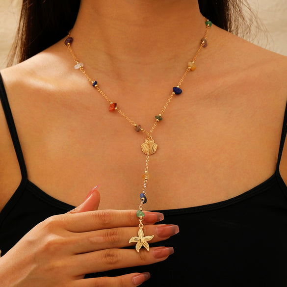 Alloy Geometric Starfish Women's Electroplated Dopamine Necklace
