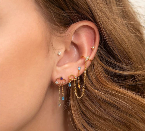 Alloy Geometric Style Electroplated Tassel Bear Cloud Earrings Unisex Jewelry