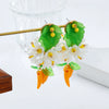 Alloy Geometric Style Fresh Sweet Flower Tassel Long Leaf Drop Handmade Women's Earrings With Diamond Design