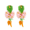 Alloy Geometric Style Fresh Sweet Flower Tassel Long Leaf Drop Handmade Women's Earrings With Diamond Design