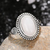 Alloy Geometric Style Gem Inlaid Oval Moonstone Ring For Women