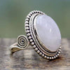 Alloy Geometric Style Gem Inlaid Oval Moonstone Ring For Women